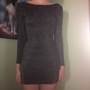 Silver tight cocktail dress